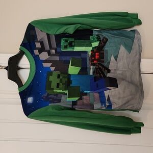 Boys Size 10/12 MINECRAFT 2 Piece  Green Pajama Set
